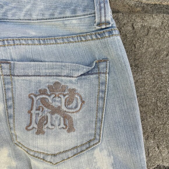 Express Stella Bootcut Jeans Size 4 Bleached Distressed Y2K Grunge Denim - Picture 9 of 14